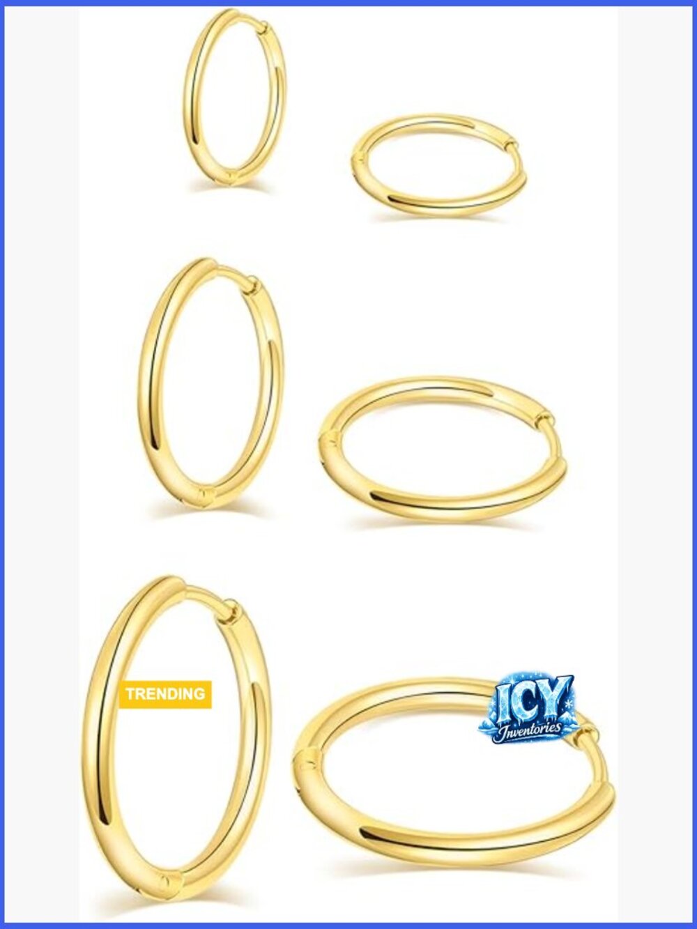 316l Surgical Stainless Steel Gold Plated Huggie Hoop Earrings Set